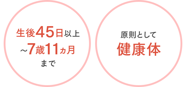 生後45日以上~7歳11ヵ月まで/原則として健康体